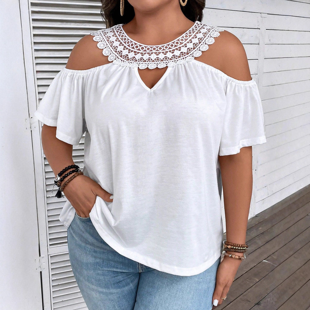 Top Femme Épaules Dénudées-T-Shirt Chic Décontracté Haut Léger Tendance Été