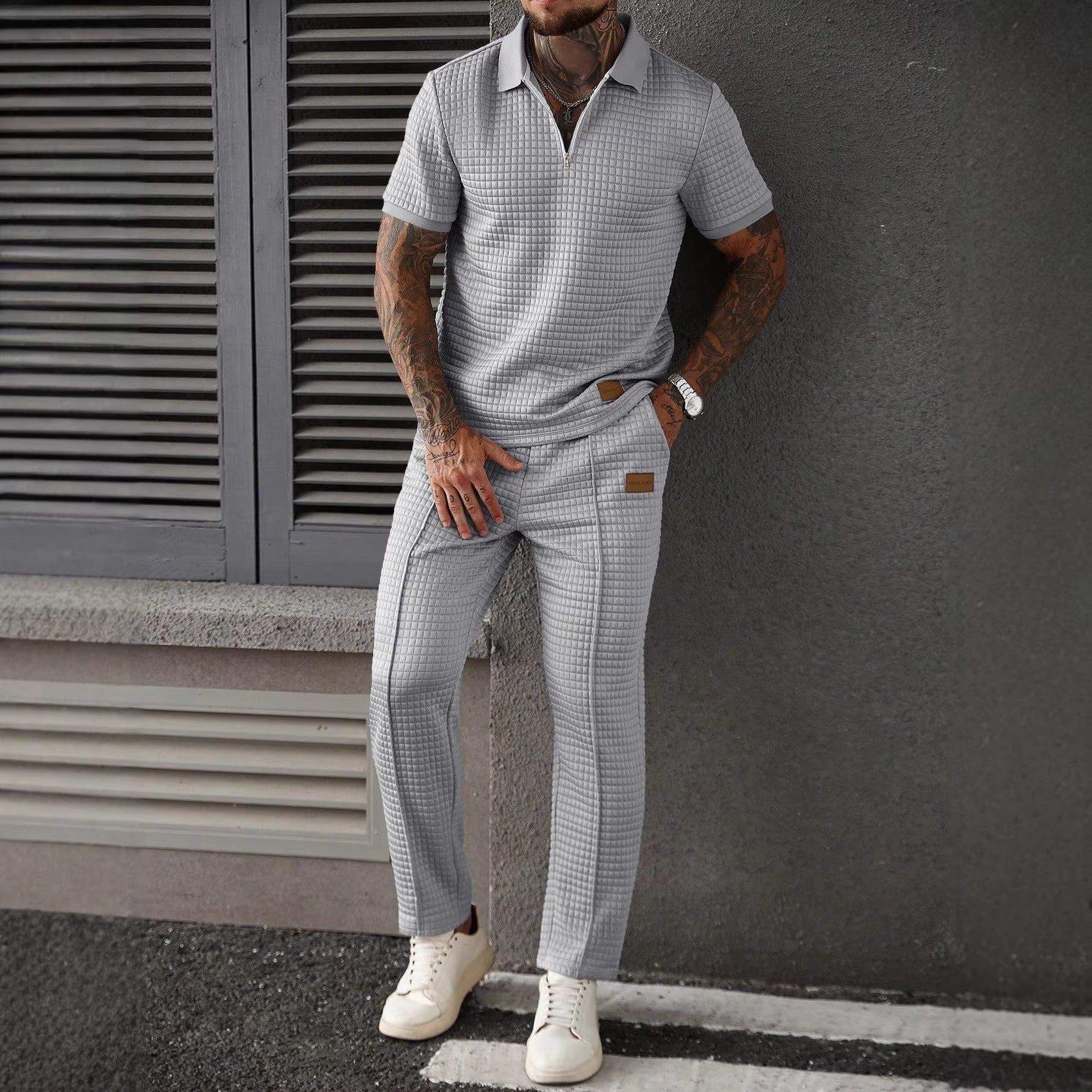 Ensemble Homme Polo Zippé & Pantalon-Style Chic Décontracté Confort & Élégance