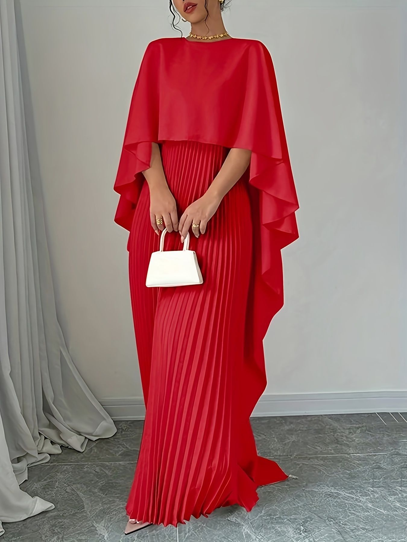 Robe Longue Élégante Femme-Manches Chauve-Souris Fluide & Style Luxe