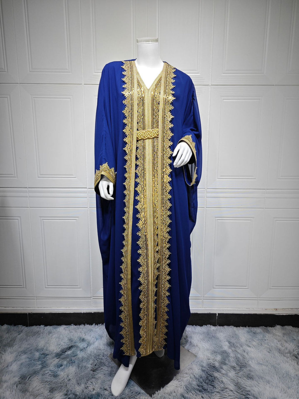 Abaya Élégante Orientale avec Ceinture - Style Dubai Luxe Aicha Royale