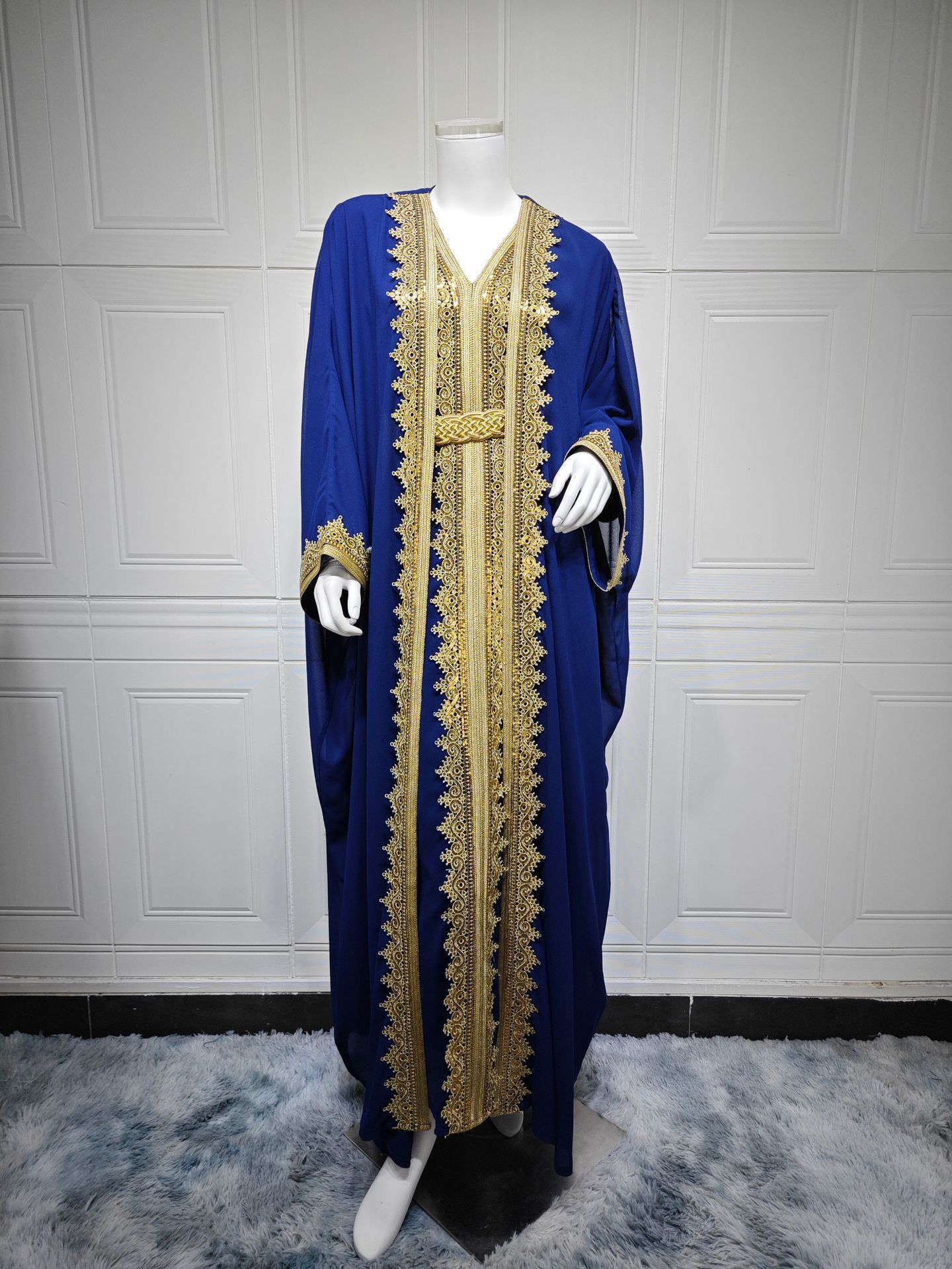 Abaya Élégante Orientale avec Ceinture - Style Dubai Luxe Aicha Royale