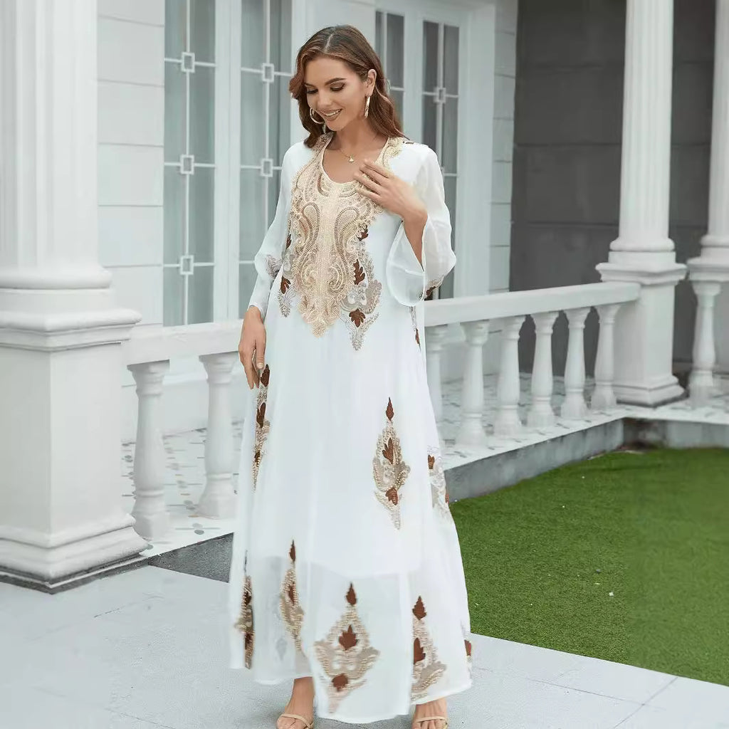 Abaya Luxe Blanche Élégante- Aïcha Royale