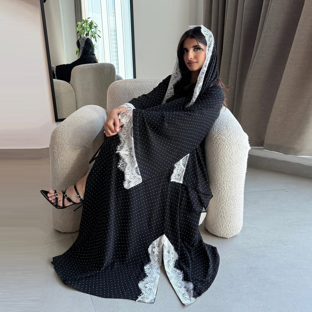 Ensemble Femme Élégant Abaya & Cardigan-Tenue Modeste Chic avec Foulard Style Luxe