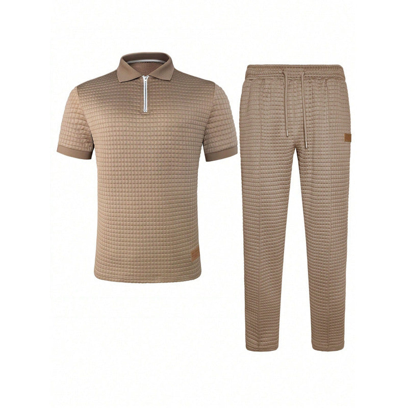 Ensemble Homme Polo Zippé & Pantalon-Style Chic Décontracté Confort & Élégance