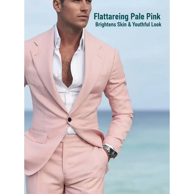 Costume Homme Été Élégant-Ensemble 2 Pièces Léger Tenue Chic Mariage & Soirée