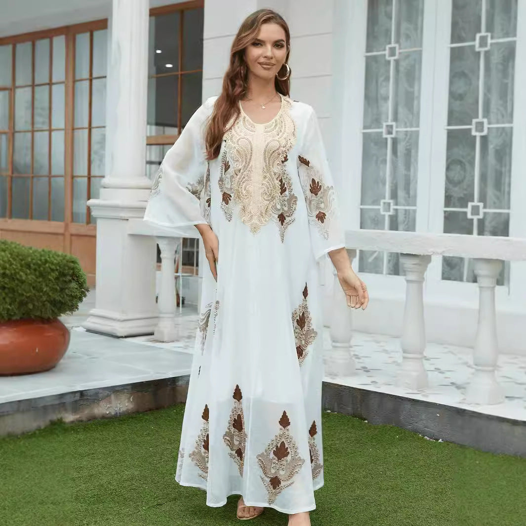 Abaya Luxe Blanche Élégante- Aïcha Royale