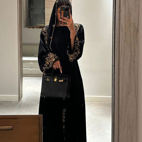 Abaya Luxe Noire Brodée- Aïcha Royale