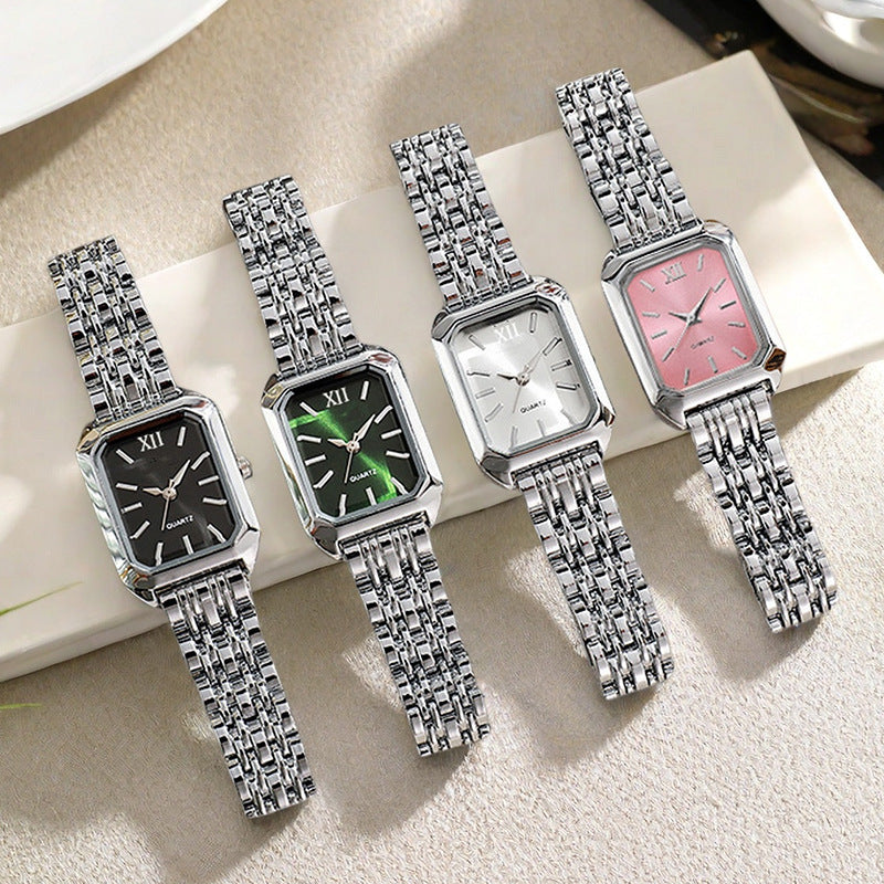 Montre Femme Élégante Carrée- Design Luxe & Bracelet Acier Aicha Royale