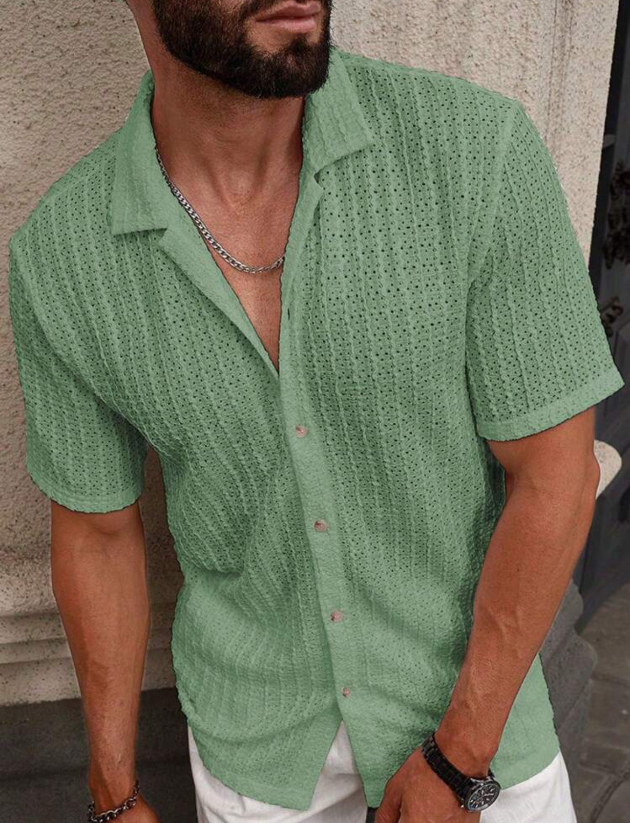 Chemise Homme Slim Fit Manches courtes-Style Casual Élégant & Confort Léger Aicha Royale