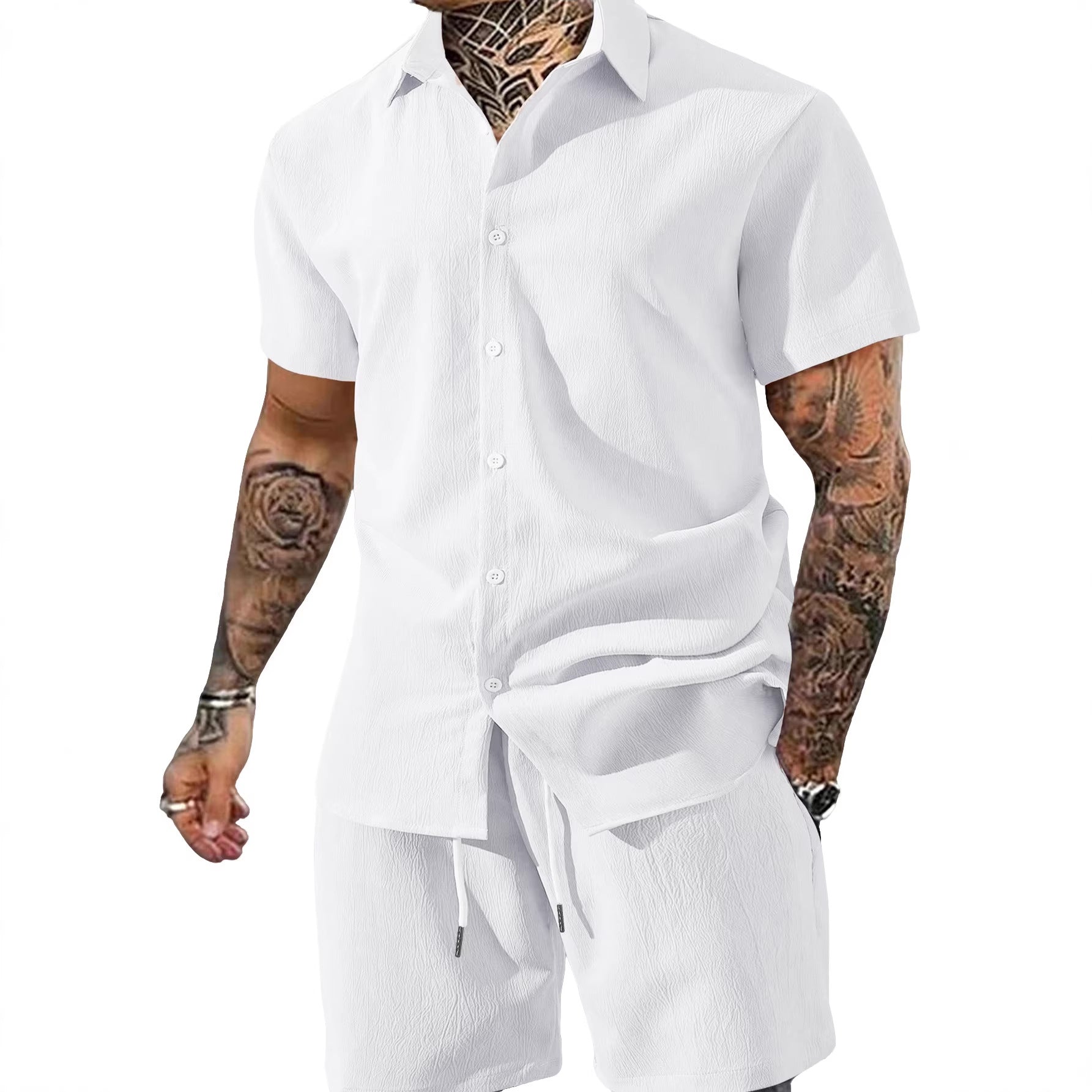 Ensemble Homme Été Chemise+Short-Tenue Légère Élégante & Confort