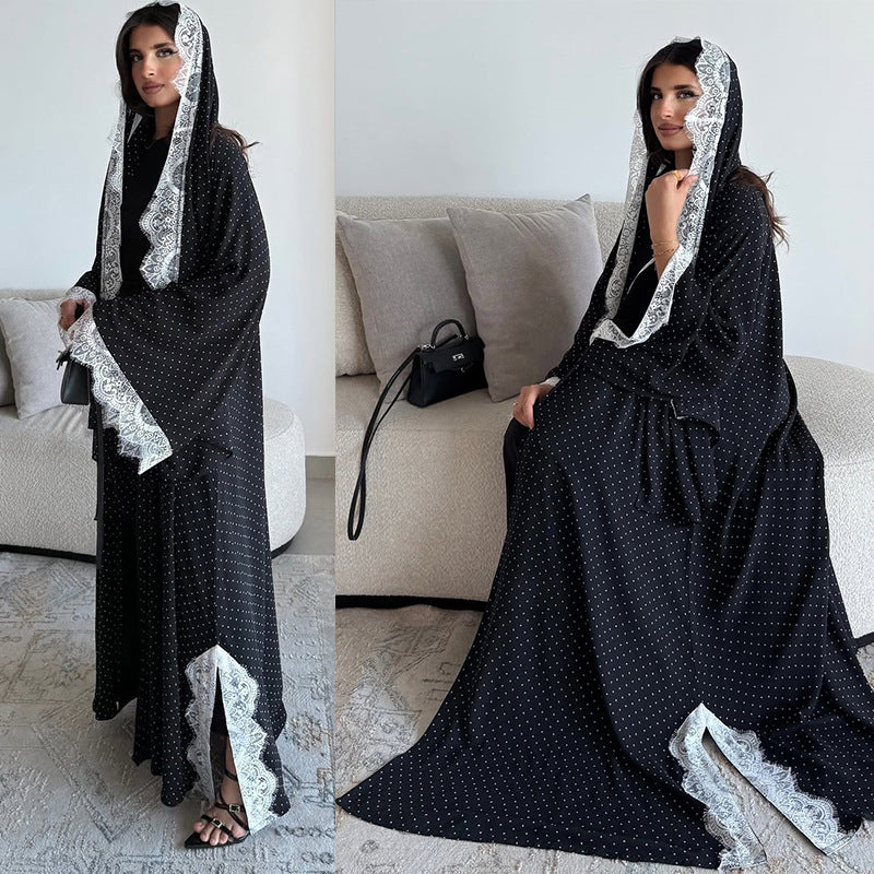 Ensemble Femme Élégant Abaya & Cardigan-Tenue Modeste Chic avec Foulard Style Luxe