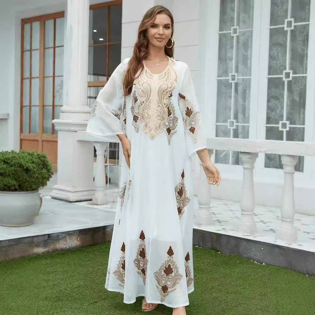 Abaya Luxe Blanche Élégante- Aïcha Royale