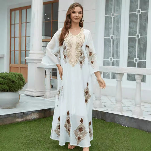 Abaya Luxe Blanche Élégante- Aïcha Royale