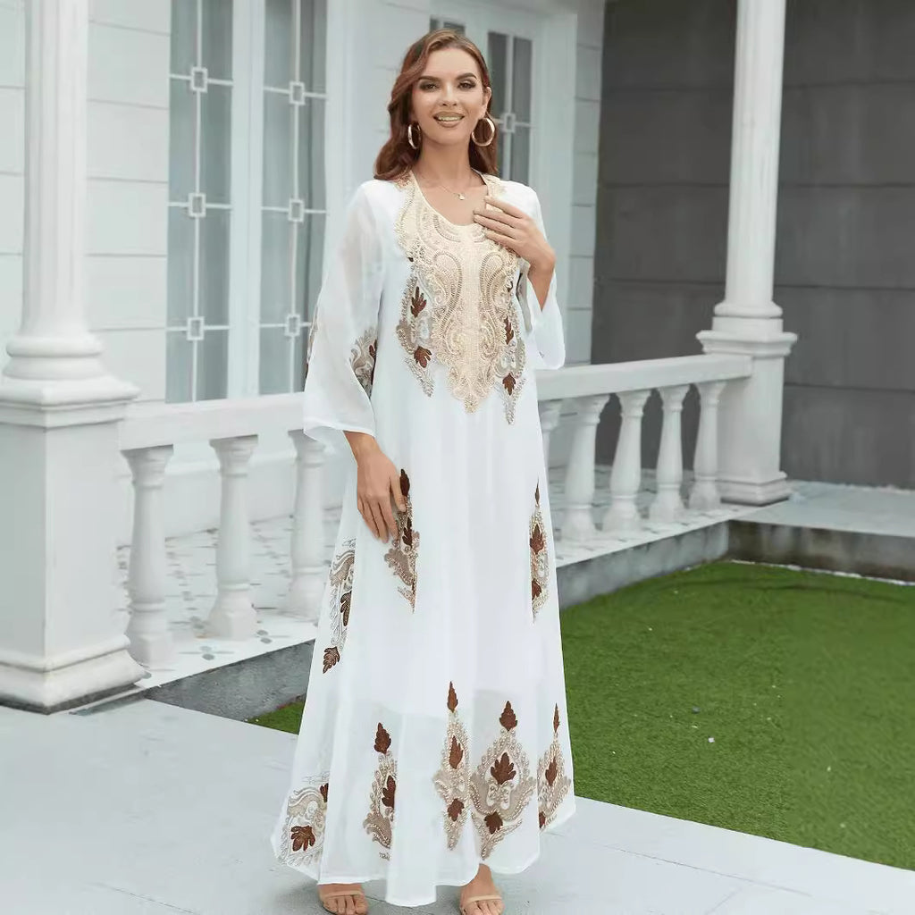 Abaya Luxe Blanche Élégante- Aïcha Royale
