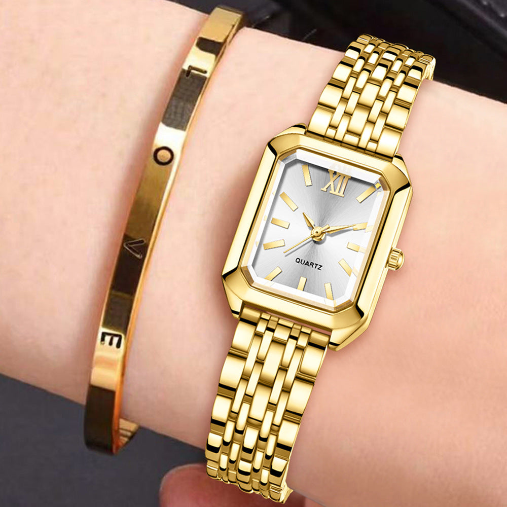 Montre Femme Élégante Carrée- Design Luxe & Bracelet Acier Aicha Royale