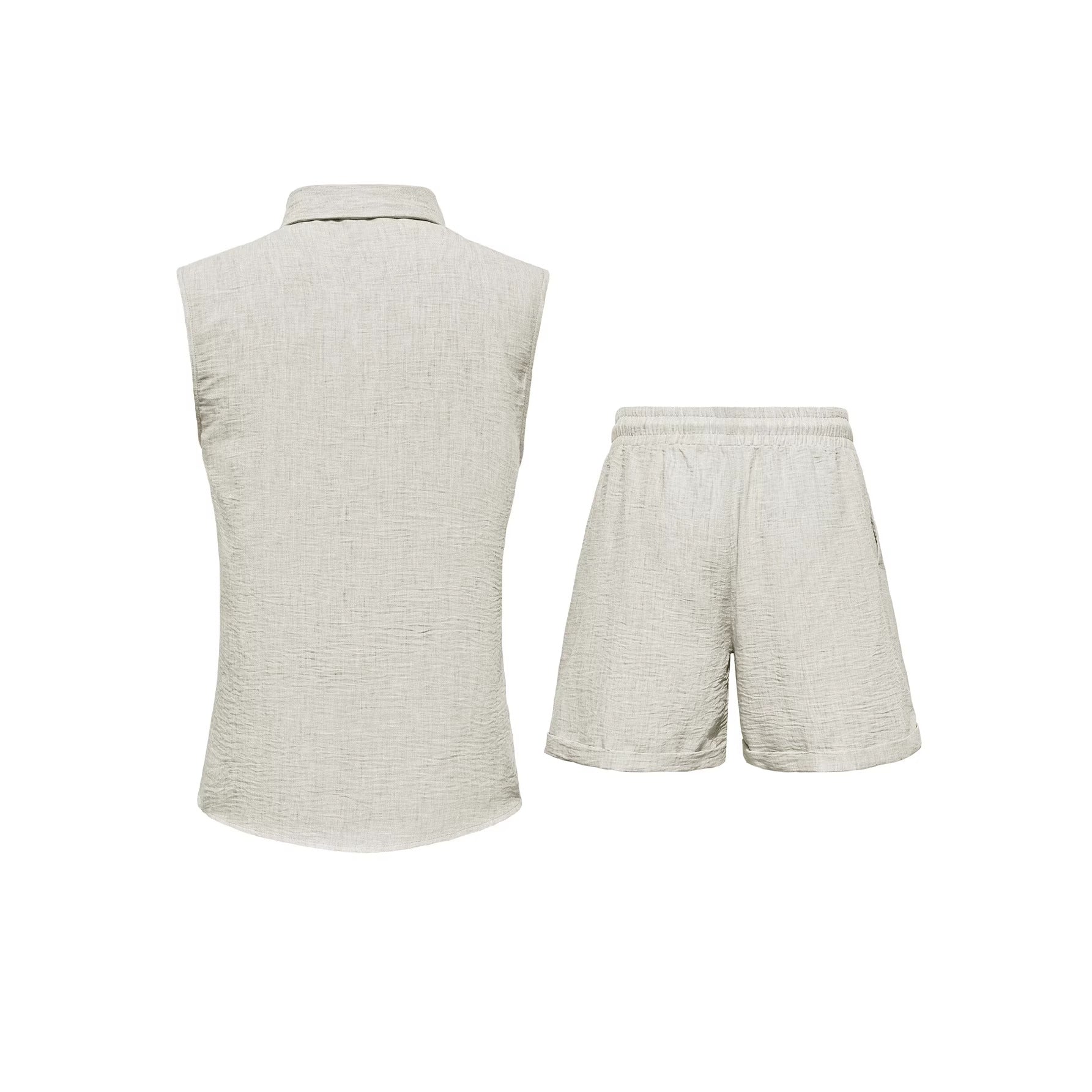 Ensemble Homme Été Sans Manches - Chemise + Short Léger & Élégant