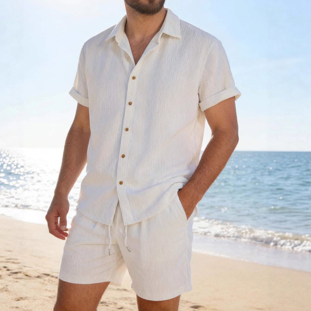 Ensemble Homme Été Resort - Chemise + Short Léger & Respirant Style plage & Vacances