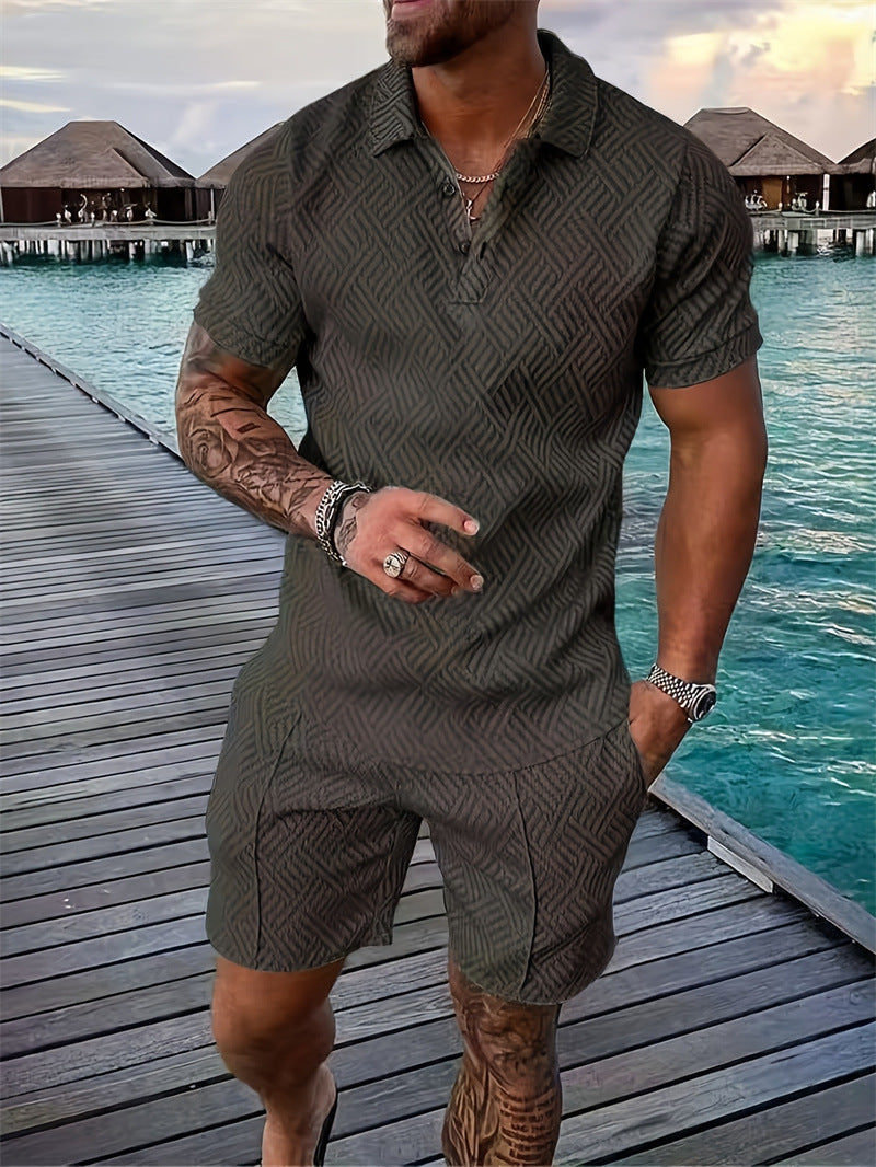 Ensemble Homme Polo Été-Tenue Décontracté Chic T-Shirt & Short Léger Tendance