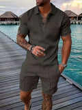 Ensemble Homme Polo Été-Tenue Décontracté Chic T-Shirt & Short Léger Tendance