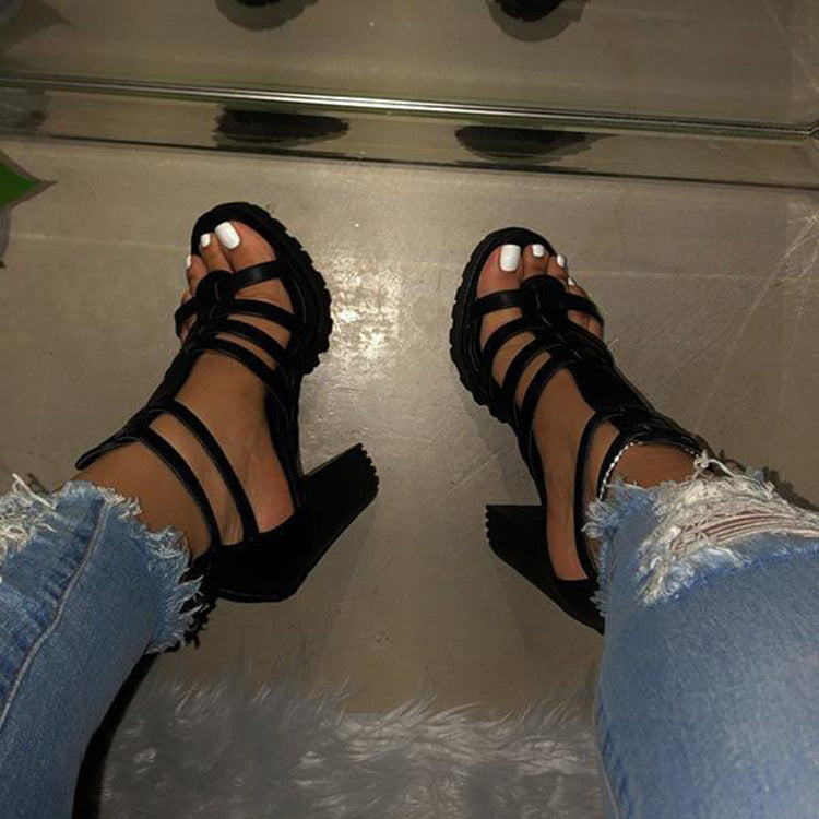 Sandales à Talon Épais Femme - Bride Croisée Confort & Style Été
