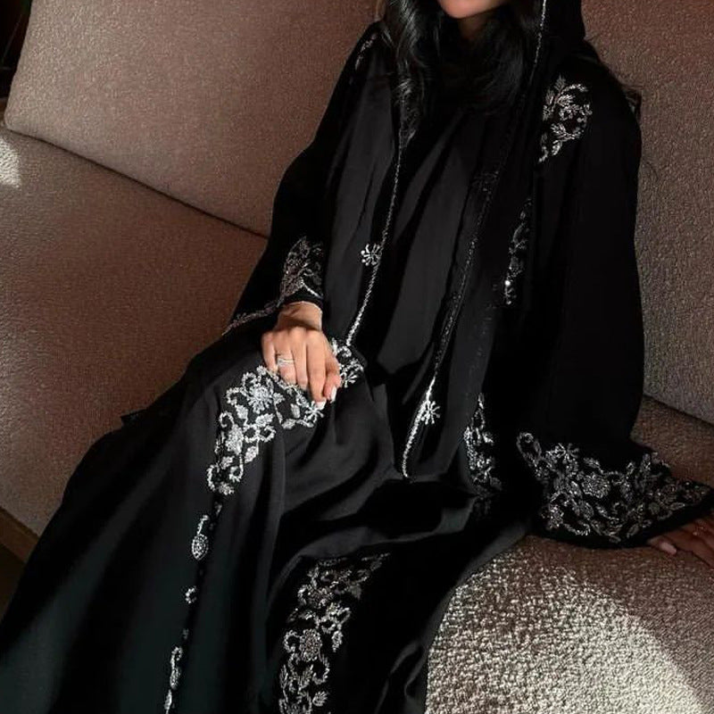 Abaya Luxe Noire Brodée- Aïcha Royale
