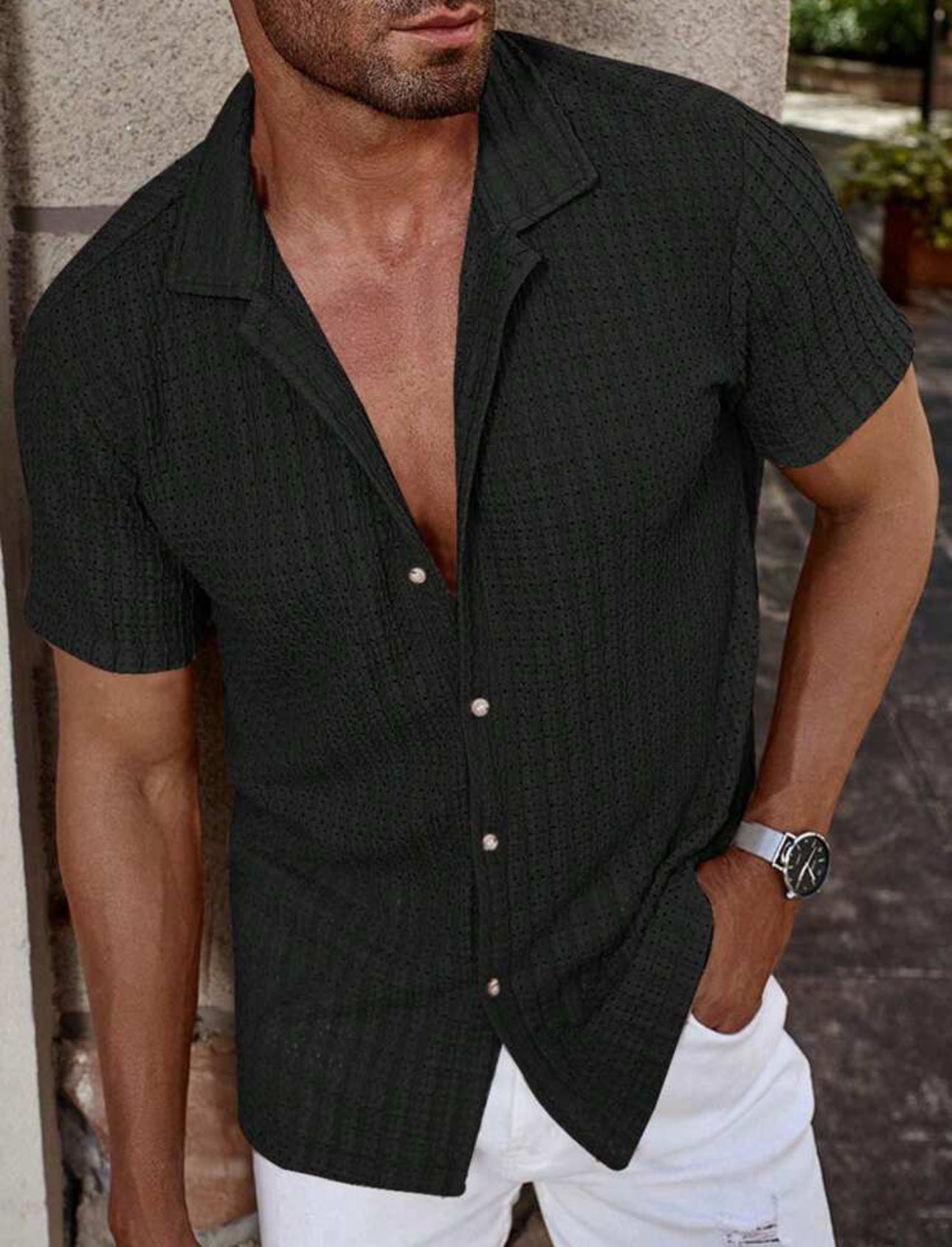 Chemise Homme Slim Fit Manches courtes-Style Casual Élégant & Confort Léger Aicha Royale