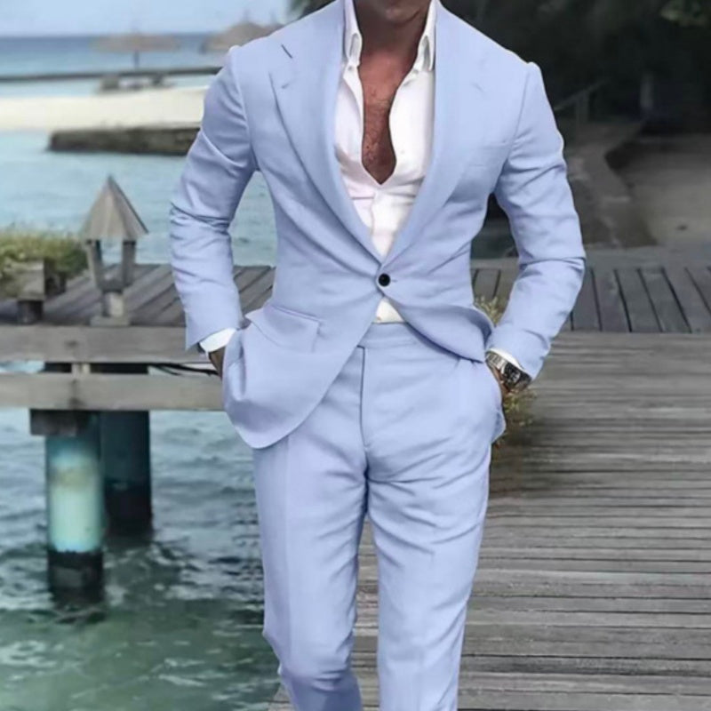 Costume Homme Été Élégant-Ensemble 2 Pièces Léger Tenue Chic Mariage & Soirée