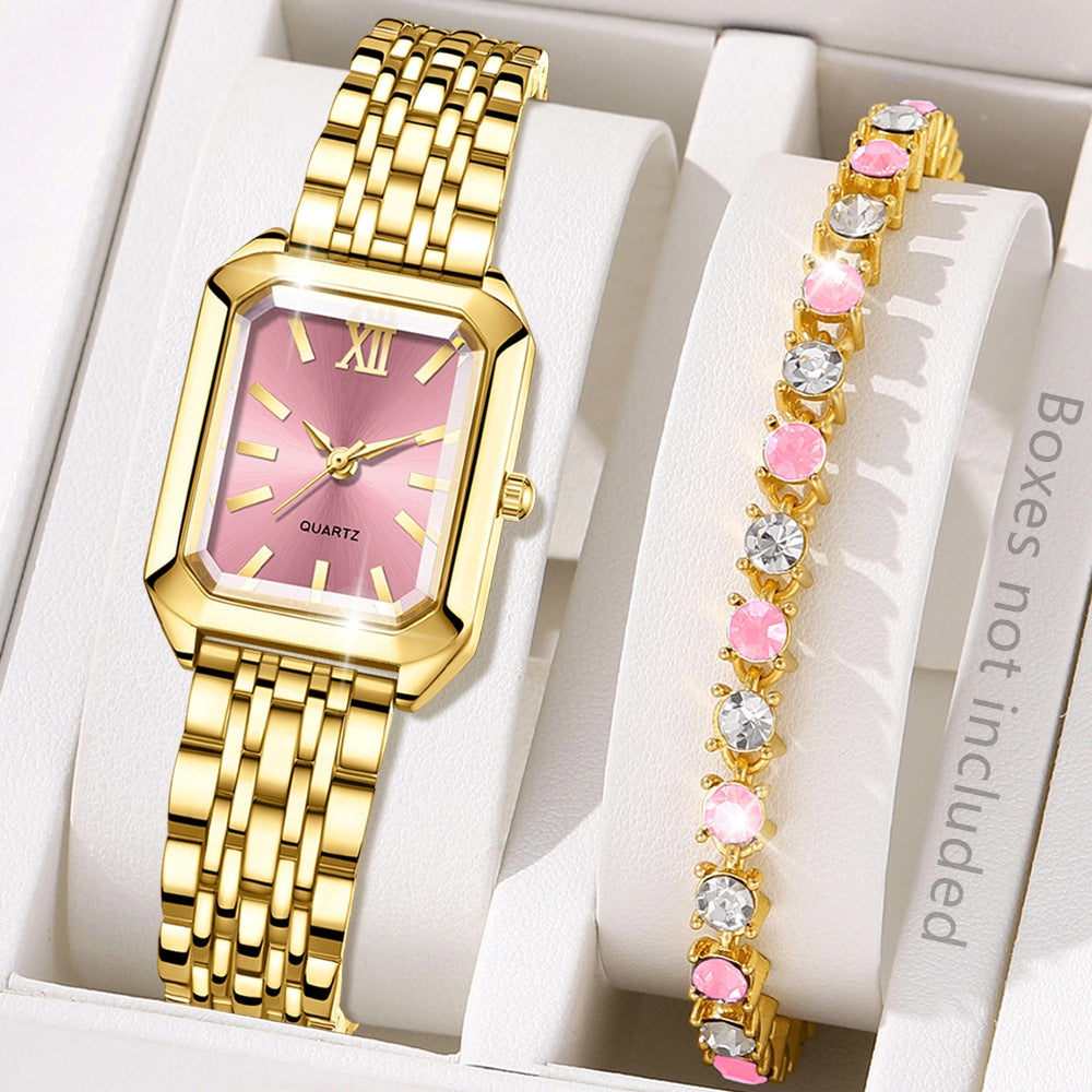 Montre Femme Élégante Carrée- Design Luxe & Bracelet Acier Aicha Royale