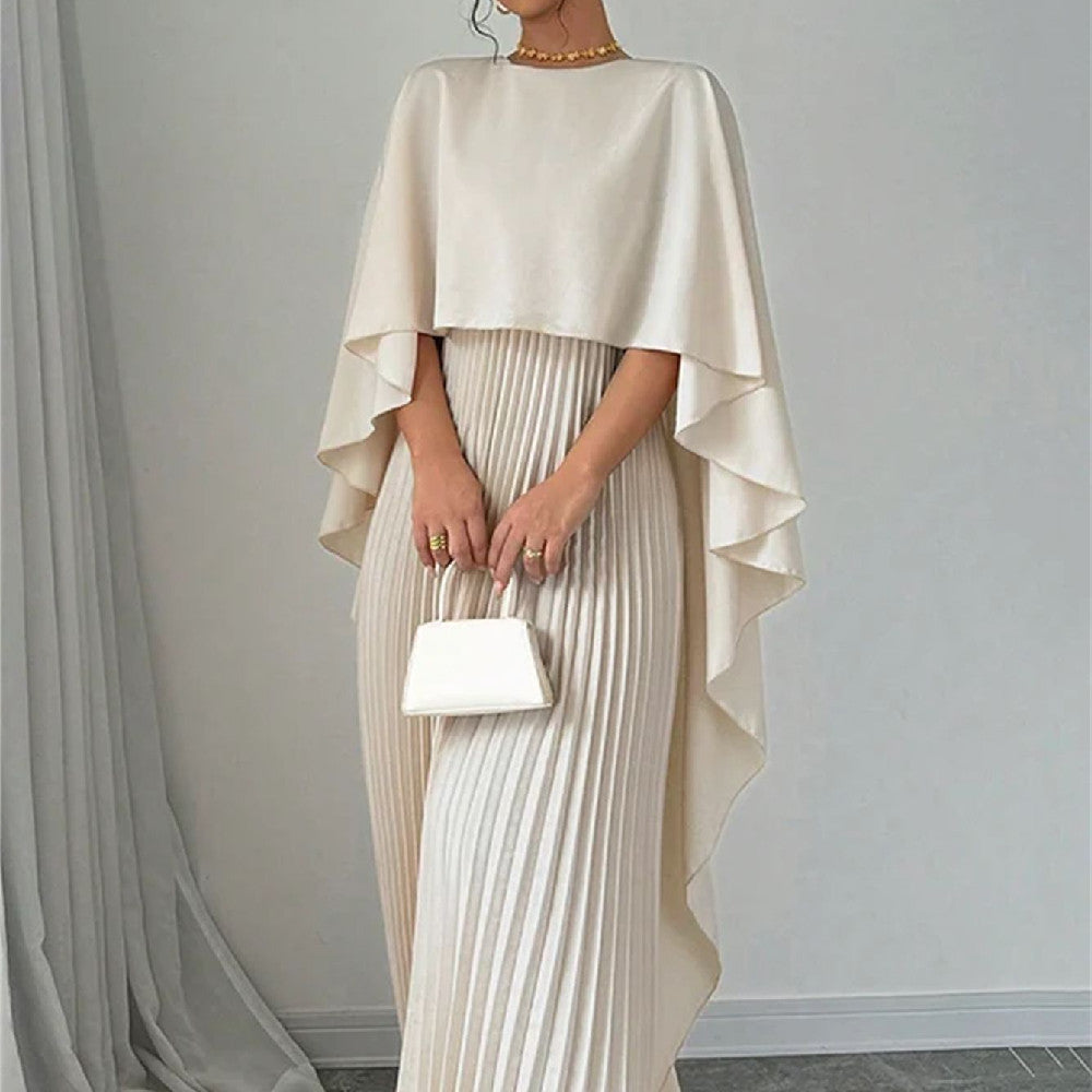 Robe Longue Élégante Femme-Manches Chauve-Souris Fluide & Style Luxe