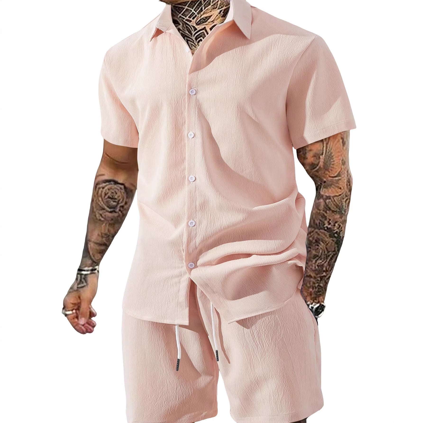 Ensemble Homme Été Chemise+Short-Tenue Légère Élégante & Confort