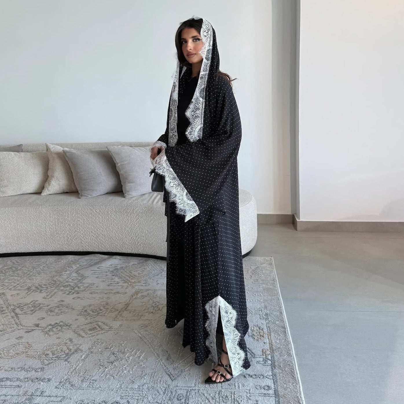 Ensemble Femme Élégant Abaya & Cardigan-Tenue Modeste Chic avec Foulard Style Luxe
