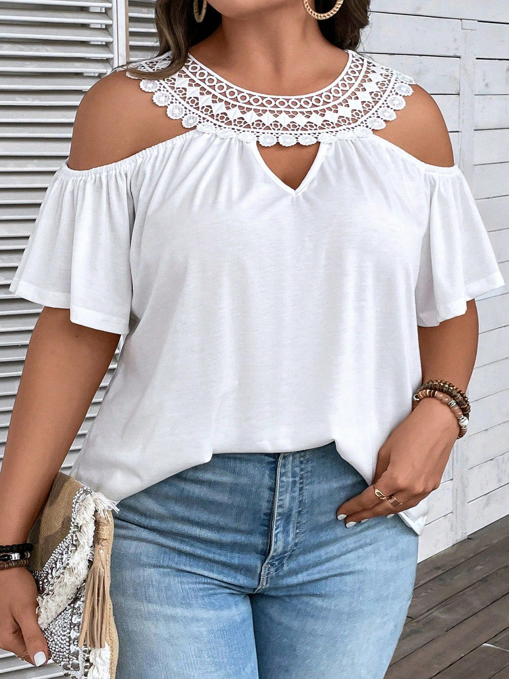Top Femme Épaules Dénudées-T-Shirt Chic Décontracté Haut Léger Tendance Été
