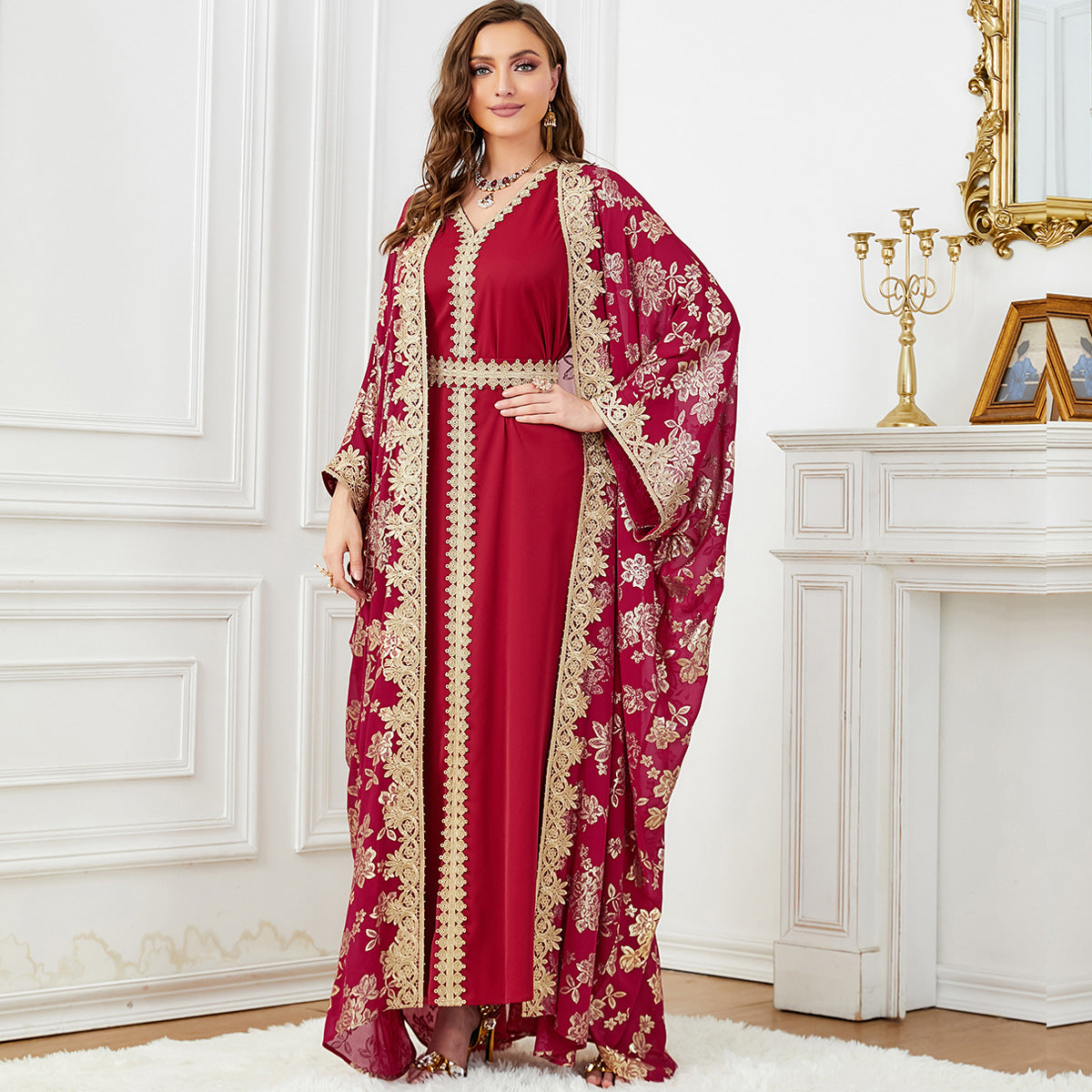 Robe Caftan Femme Élégante-Tenue Orientale Luxe Fluide & Chic
