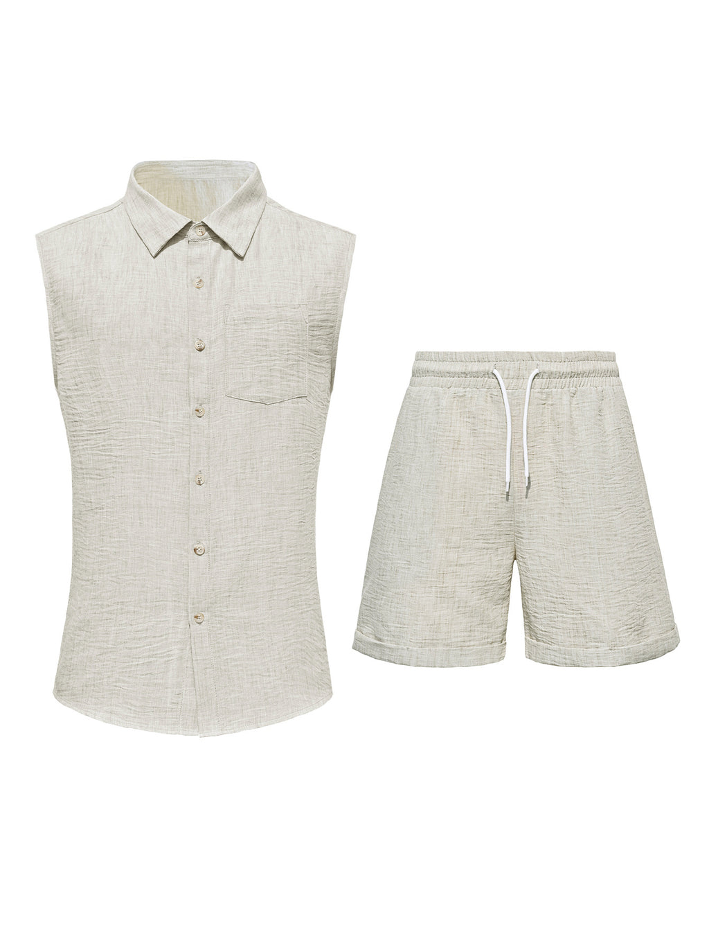 Ensemble Homme Été Sans Manches - Chemise + Short Léger & Élégant