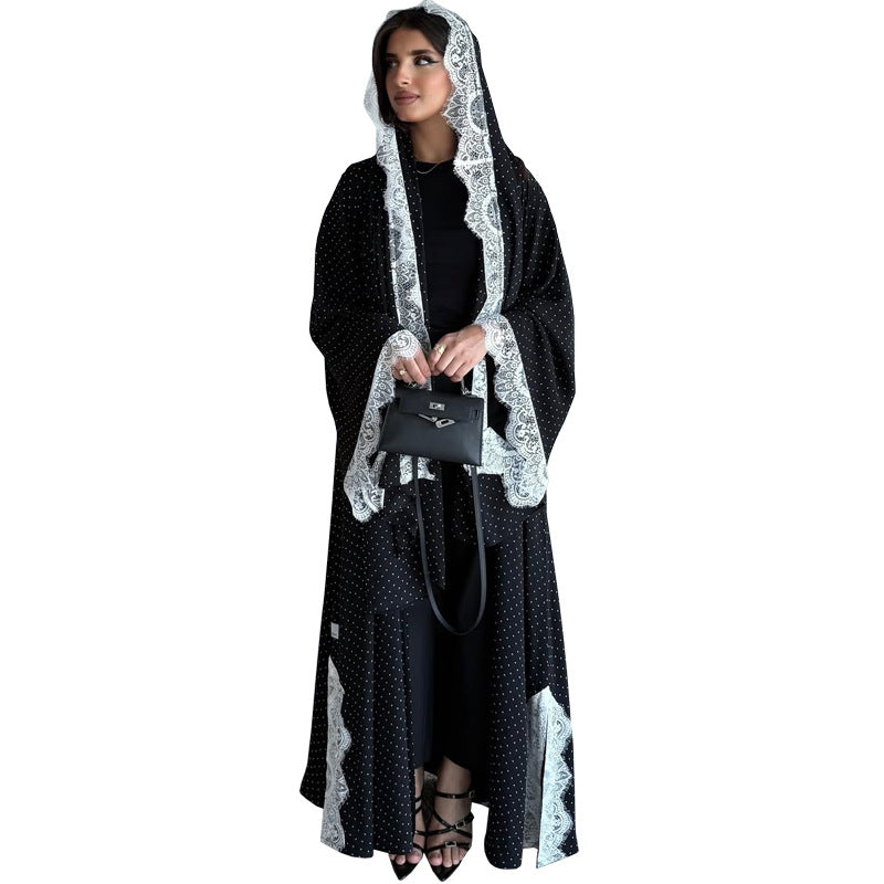 Ensemble Femme Élégant Abaya & Cardigan-Tenue Modeste Chic avec Foulard Style Luxe