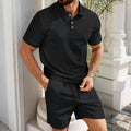 Ensemble Homme Polo Jacquard Été-Tenue Chic Décontractée Short & Polo Respirant Luxe
