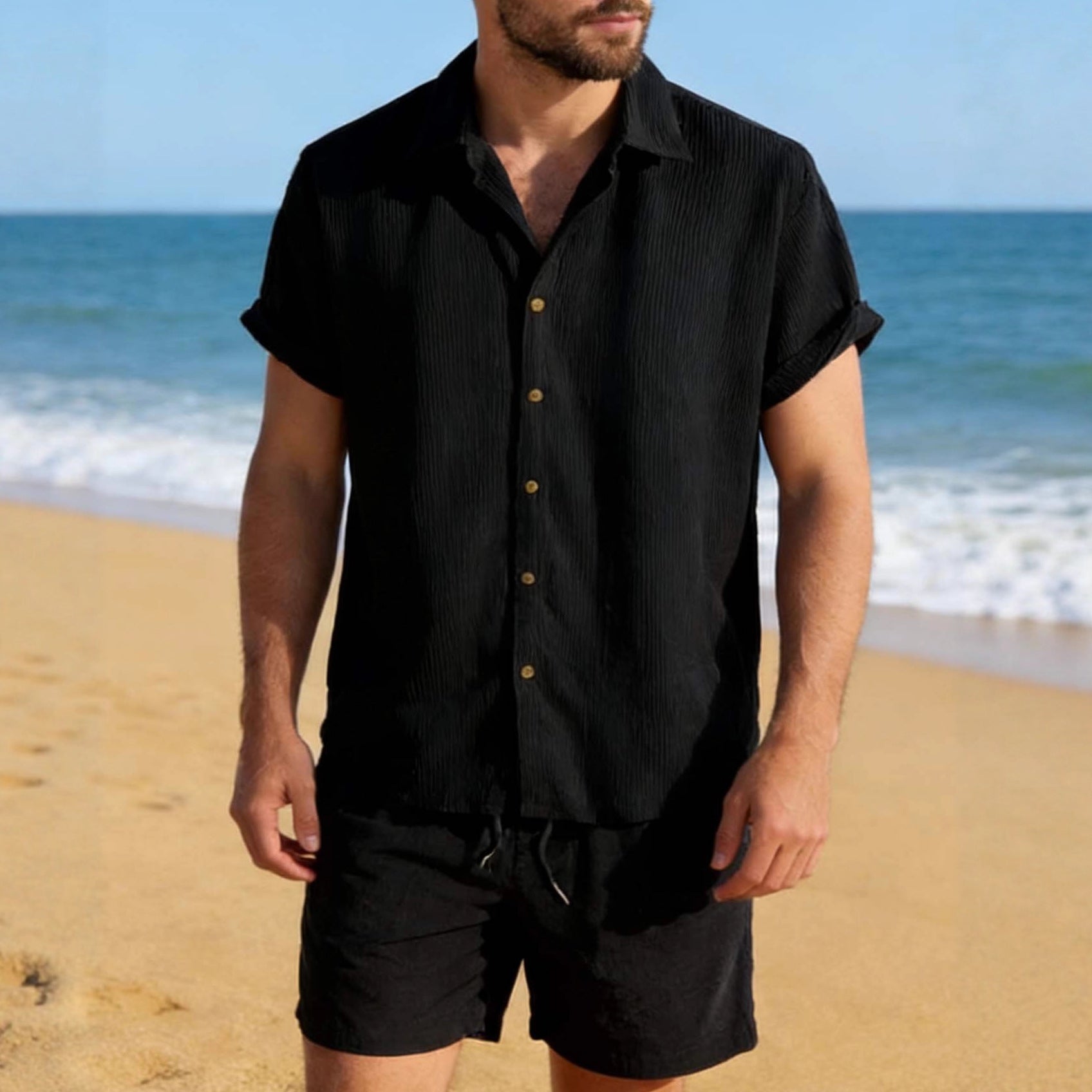 Ensemble Homme Été Resort - Chemise + Short Léger & Respirant Style plage & Vacances