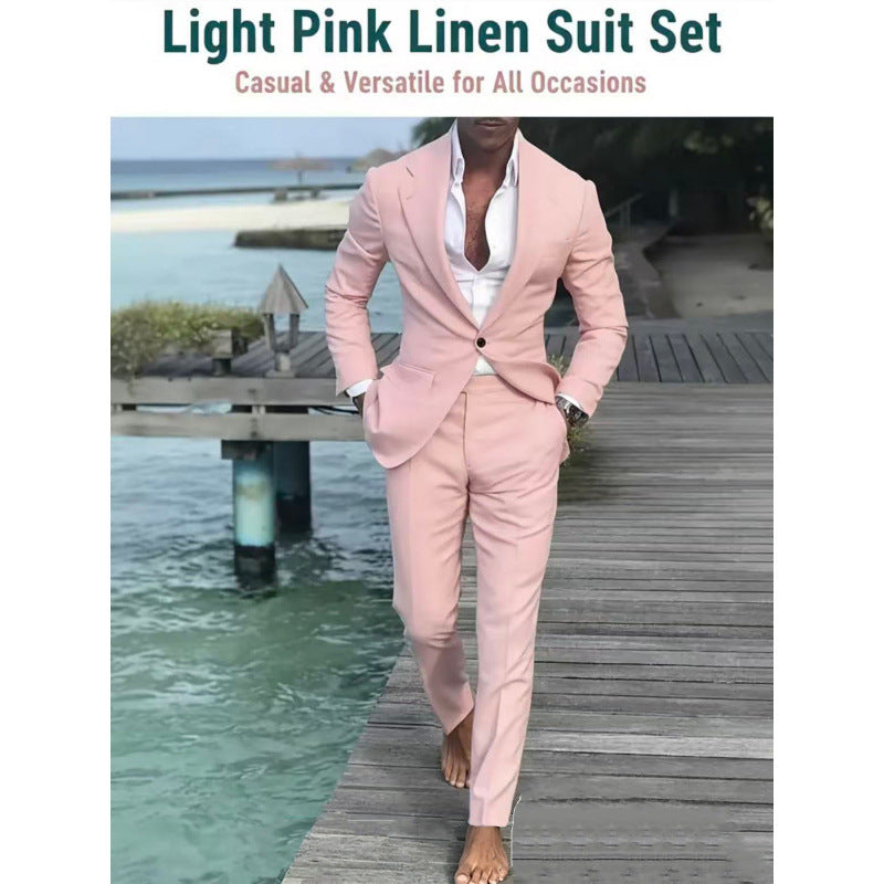 Costume Homme Été Élégant-Ensemble 2 Pièces Léger Tenue Chic Mariage & Soirée