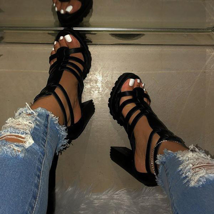 Sandales à Talon Épais Femme - Bride Croisée Confort & Style Été