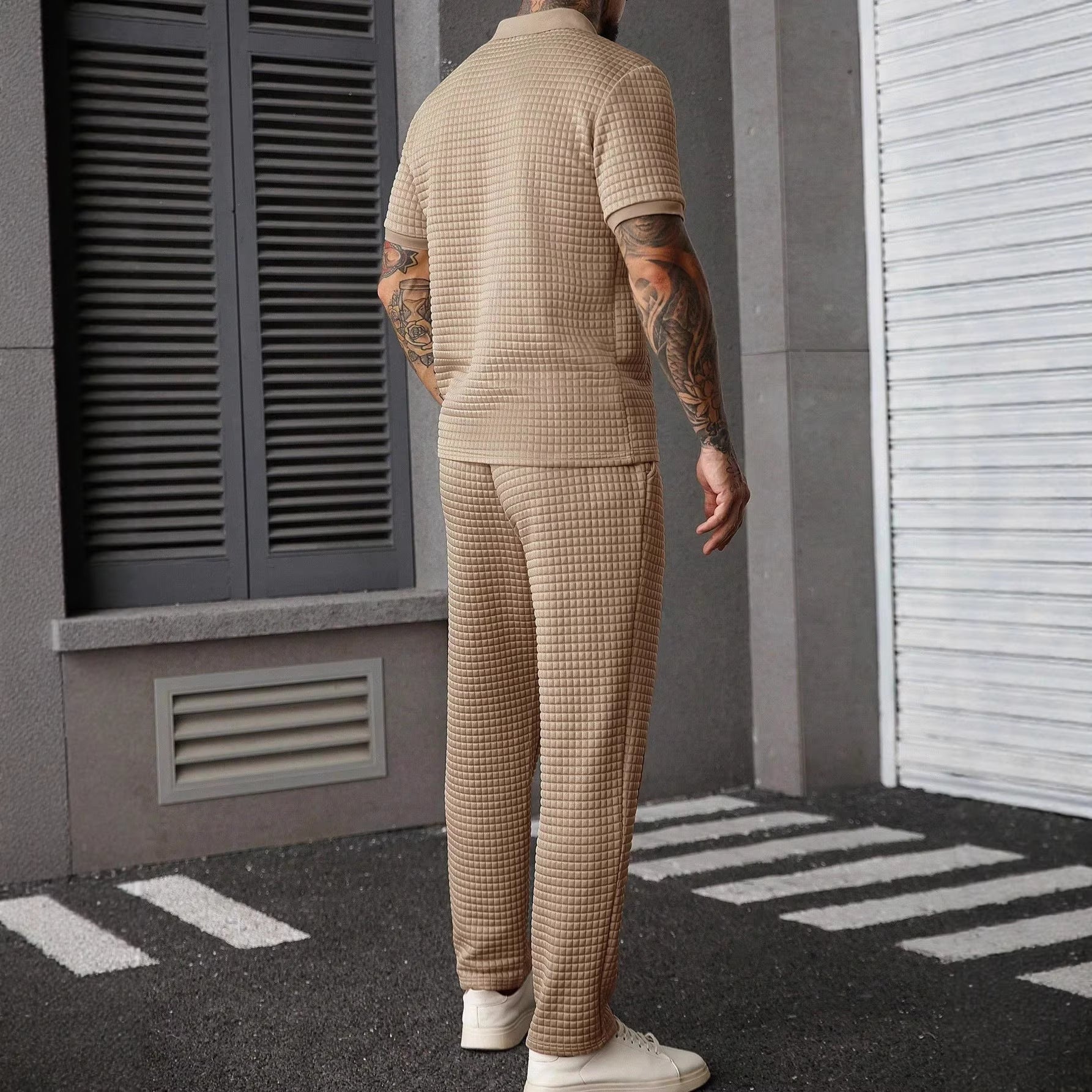 Ensemble Homme Polo Zippé & Pantalon-Style Chic Décontracté Confort & Élégance