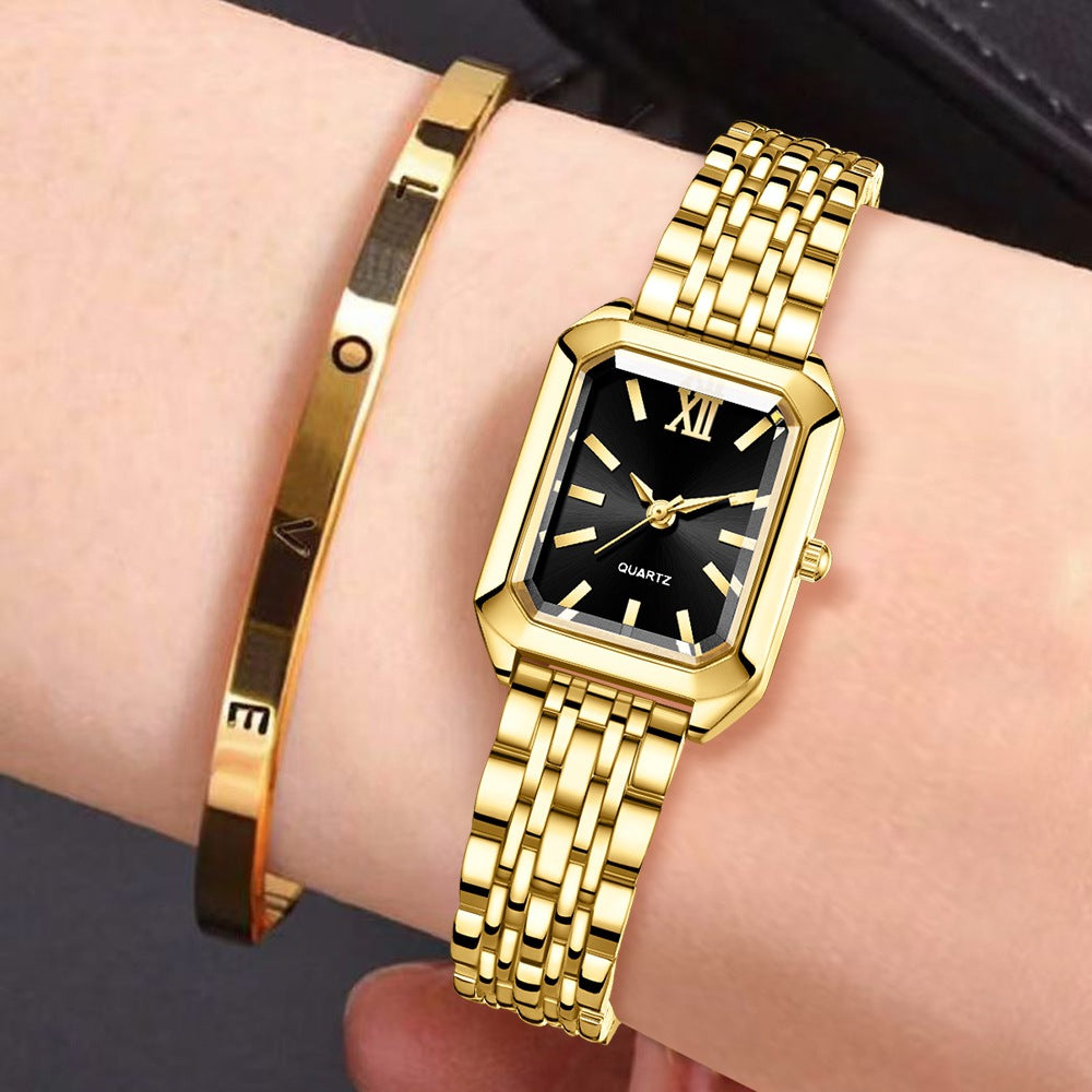 Montre Femme Élégante Carrée- Design Luxe & Bracelet Acier Aicha Royale