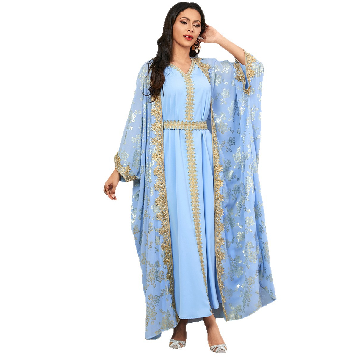 Robe Caftan Femme Élégante-Tenue Orientale Luxe Fluide & Chic