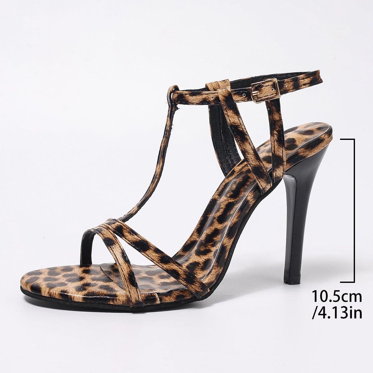 Sandales à Talon Aiguilles Léopard-Brides Fines & Boucle Élégante