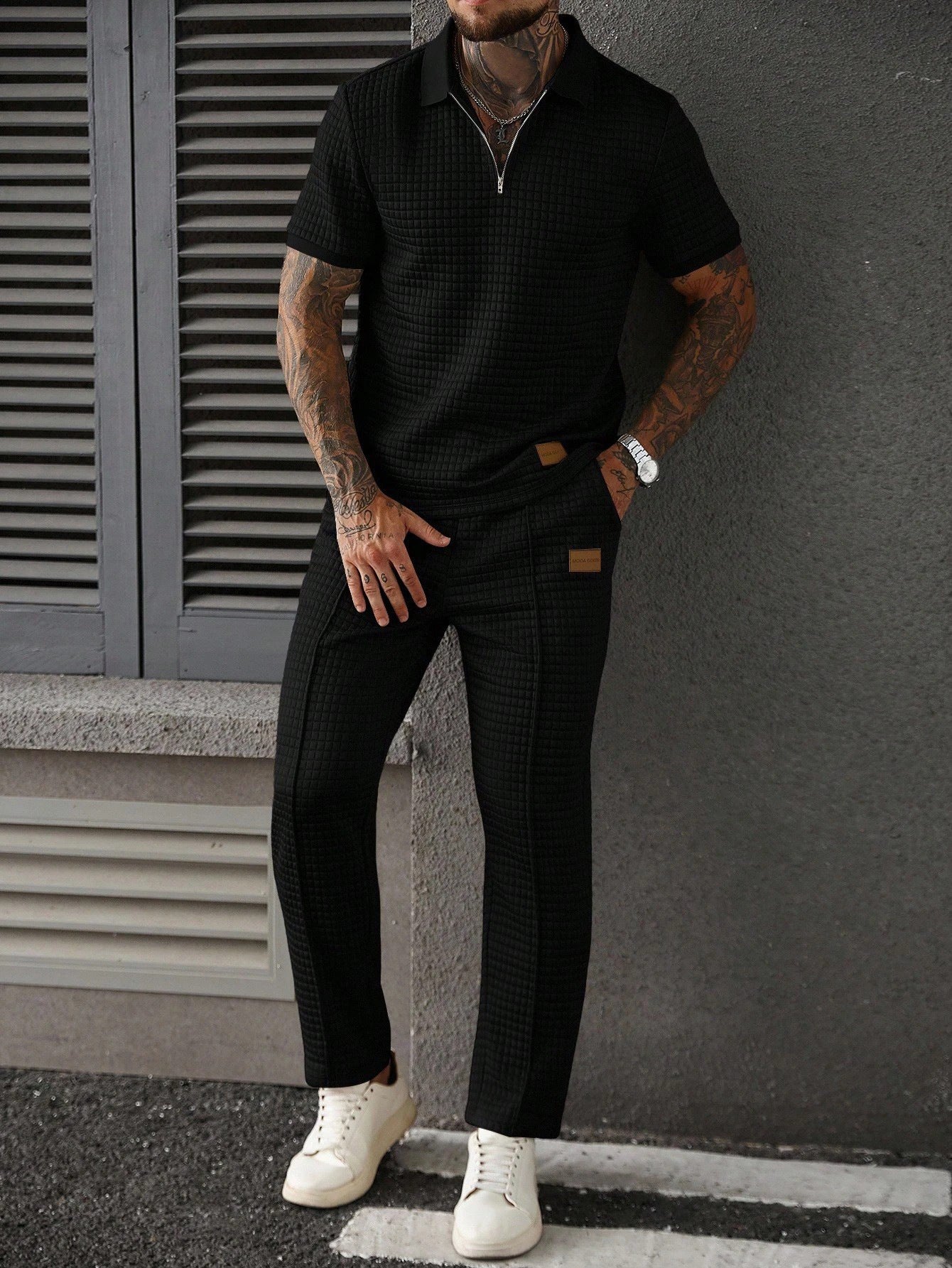 Ensemble Homme Polo Zippé & Pantalon-Style Chic Décontracté Confort & Élégance