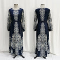 Abaya imprimée Élégante-Robe Longue Style Orientale Chic Aicha Royale