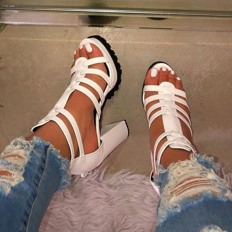 Sandales à Talon Épais Femme - Bride Croisée Confort & Style Été
