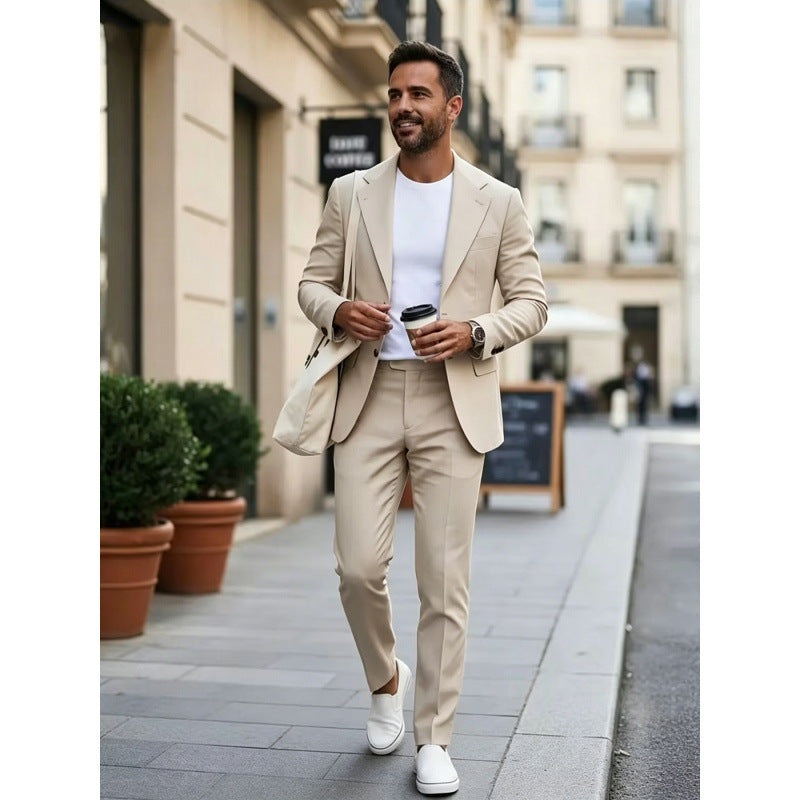 Costume Homme Été Élégant-Ensemble 2 Pièces Léger Tenue Chic Mariage & Soirée