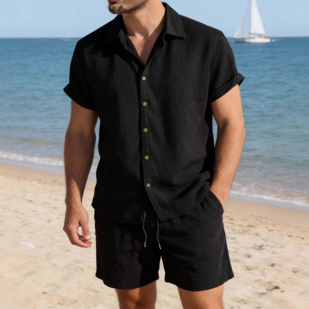 Ensemble Homme Été Resort - Chemise + Short Léger & Respirant Style plage & Vacances